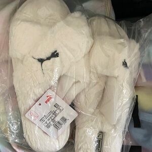 Puma Cream Plush Logo Slip-Ons